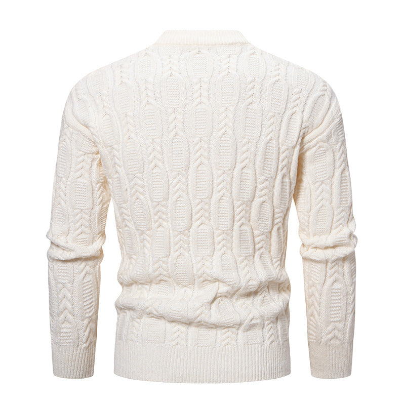 Men's knit sweater with cable design and high collar Lune London