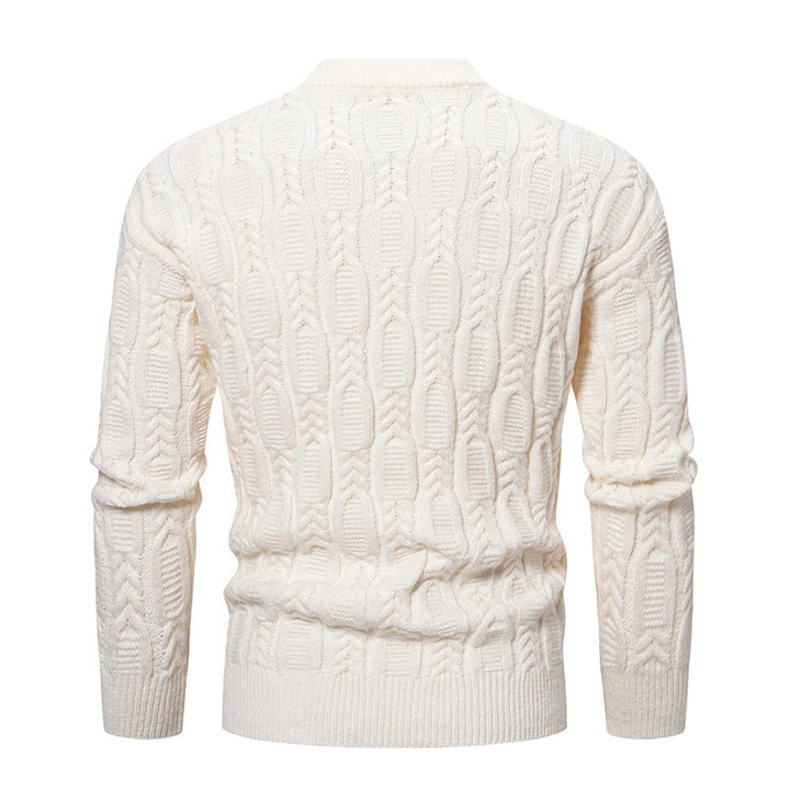 Men's knit sweater with cable design and high collar Lune London