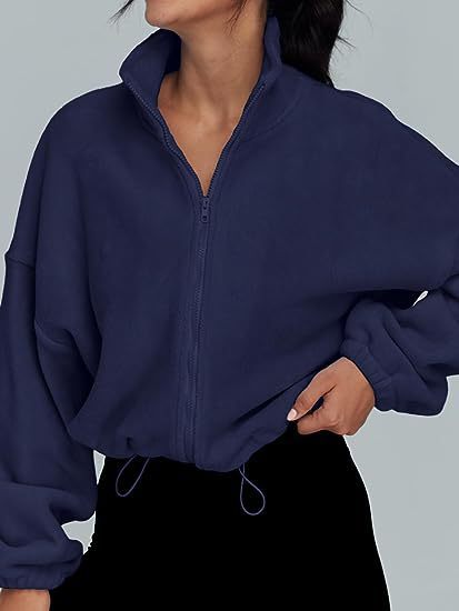 Casual zip fleece sweater for women with high collar Amarae