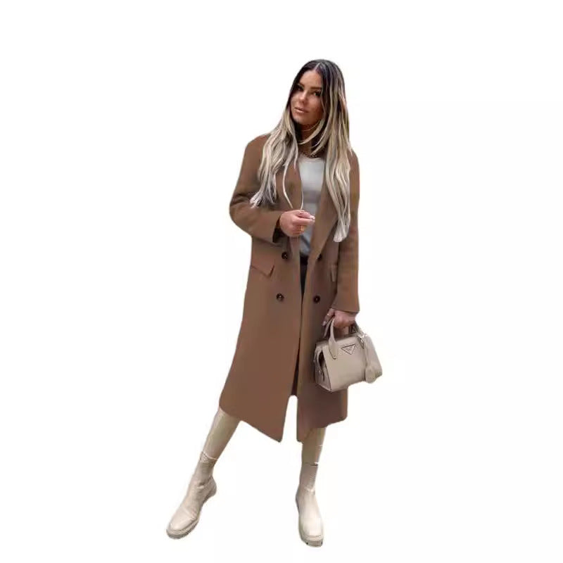 Ladies elegant and timeless wool coat with double breasted Amarae