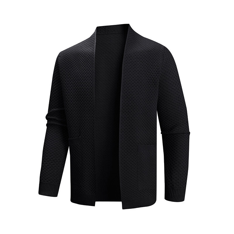 Knitted jacket for men with textured design and practical pockets Lune London
