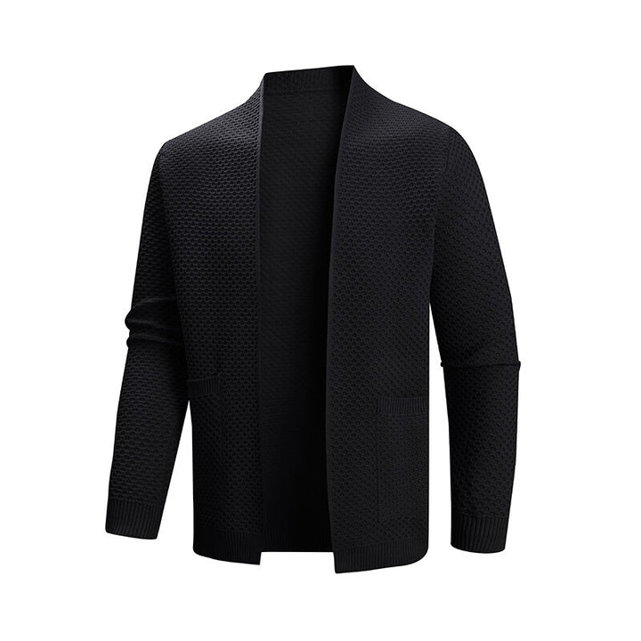 Knitted jacket for men with textured design and practical pockets Lune London