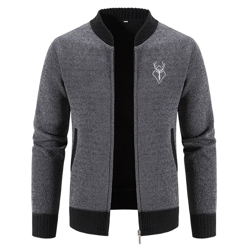 Zip-up knit jacket with high collar for men Lune London