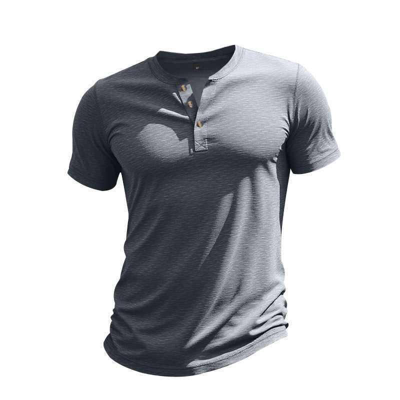 Casual short sleeve Henley T-shirt for men in breathable material Lune London