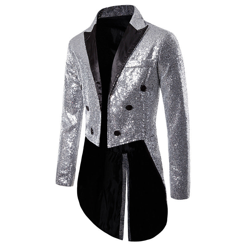 Ladies Elegant Sequin Coat with double row of buttons and modern chic design