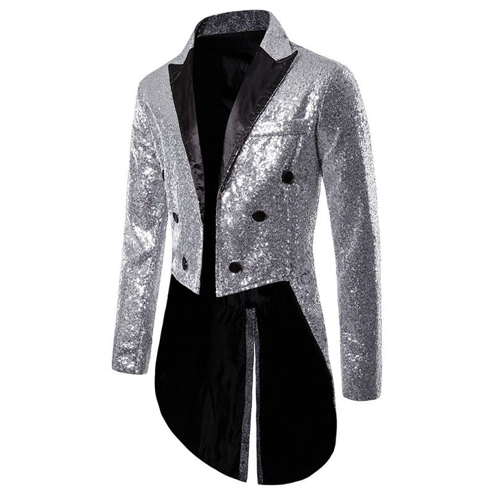 Ladies Elegant Sequin Coat with double row of buttons and modern chic design