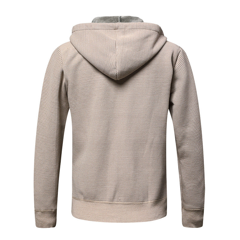 Men's fleece hooded jacket with trendy ribbed design Lune London