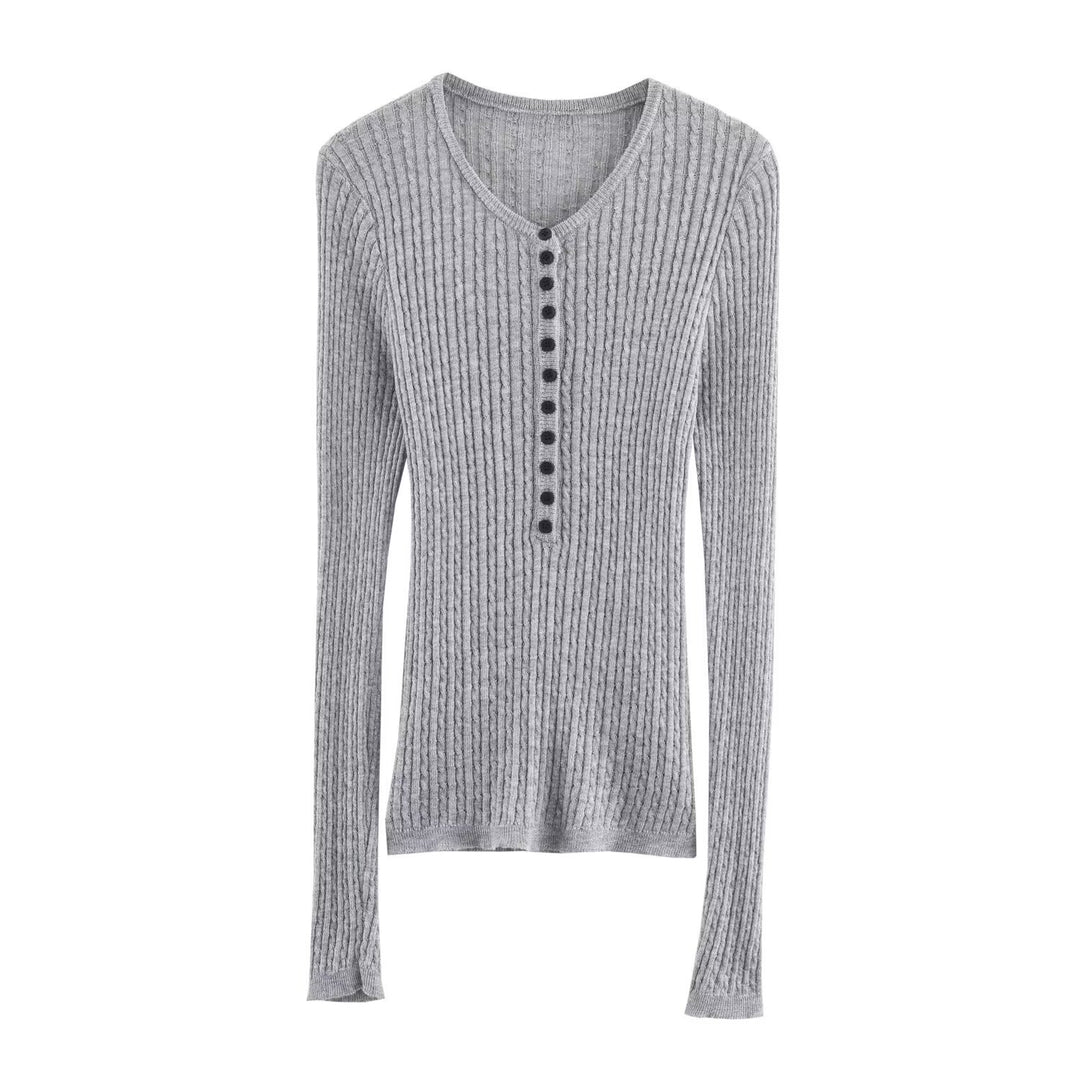 Long sleeve women's t-shirt with ribbed structured design and button details Lune London