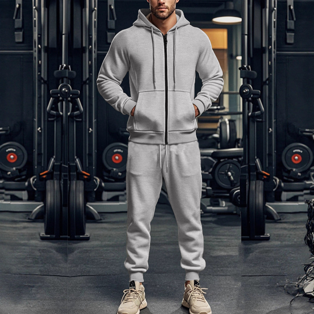 Men's sporty hoodie and jogger pants set with full zip and elastic waist Lune London
