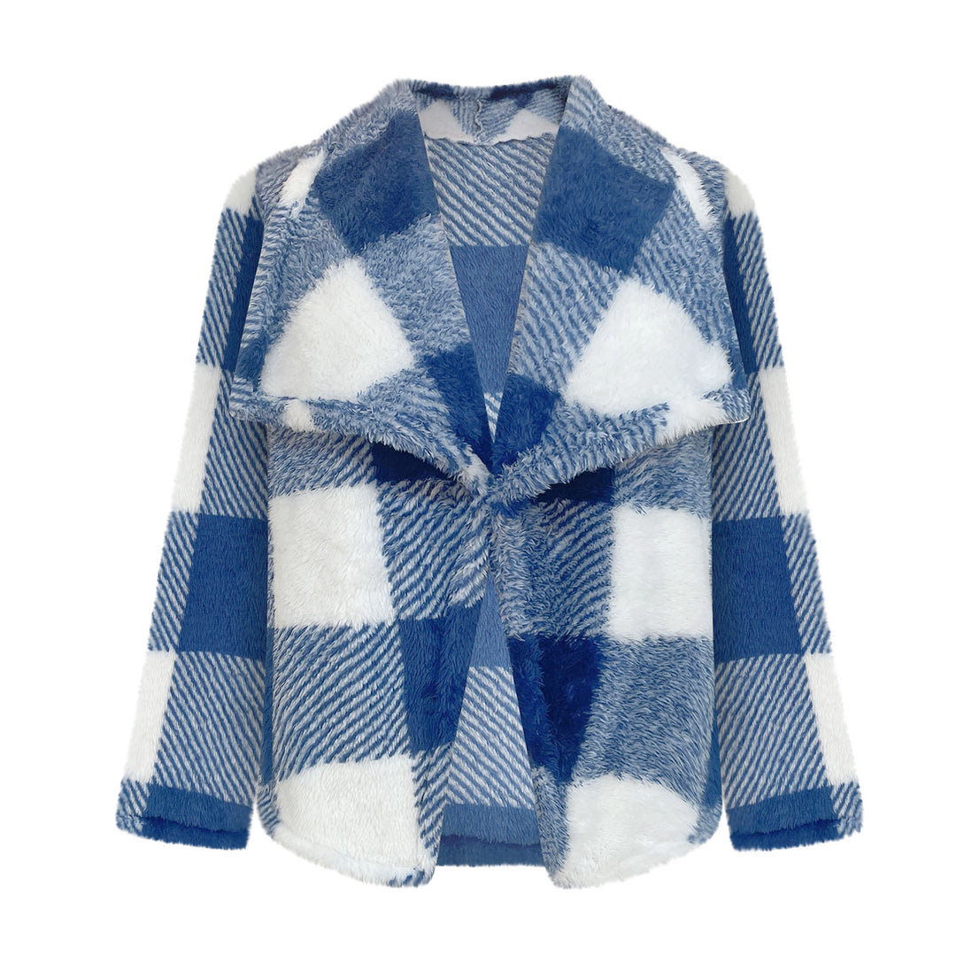 Lune London Women's Fleece Jacket with Plaid Pattern