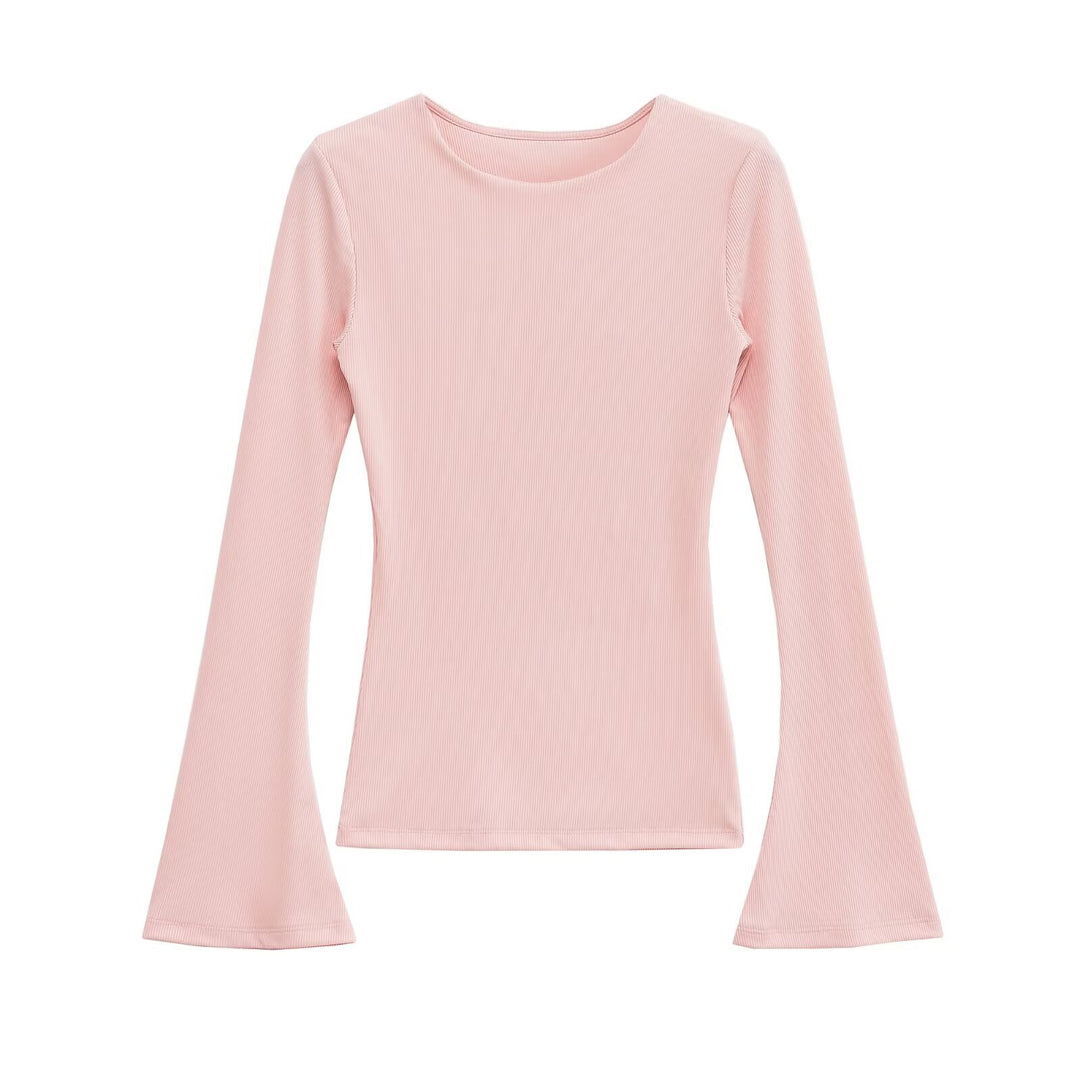 Women's Fitted Ribbed Long Sleeve with Flared Bell Sleeves Amarae