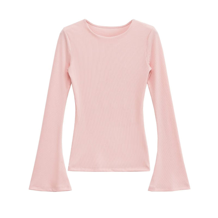 Women's Fitted Ribbed Long Sleeve with Flared Bell Sleeves Amarae