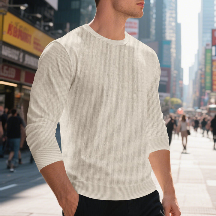 Trendy structural sweatshirt for men with round collar and elastic edges Lune London