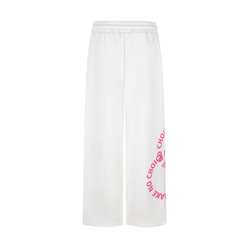 Women's wide jogging pants in culotte style with drawstring and statement print Amarae