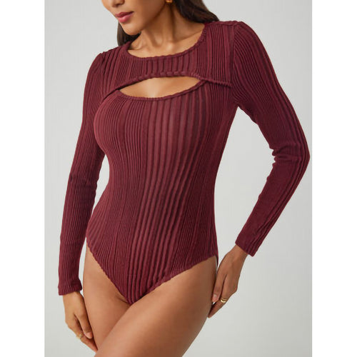 Ladies Ribbed Neck Bodysuit Amarae