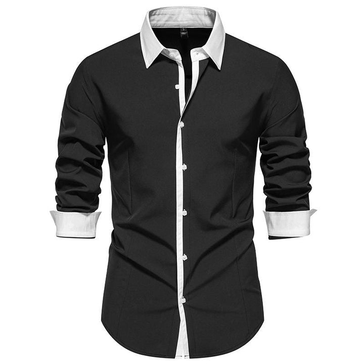 Men's Long Sleeve Shirt with Contrasting Collar and Trendy Button Placket Lune London
