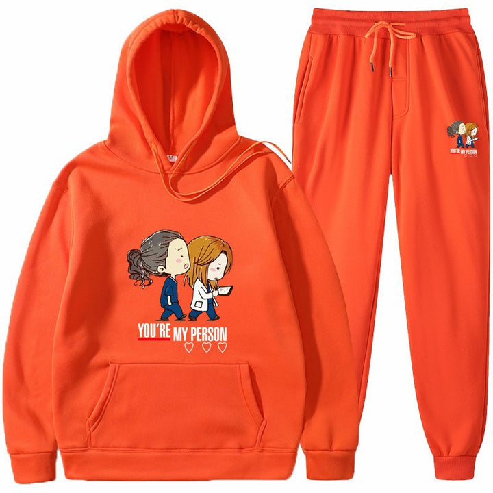 Women's Hoodie and Jogging Pants Set with Original Cartoon Design Chic & Stil