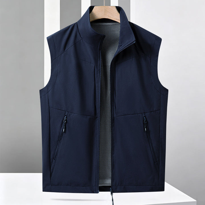 Men's Lightweight Multifunctional Softshell Vest with Breathable Mesh Lining and Two-Way Zipper Amarae