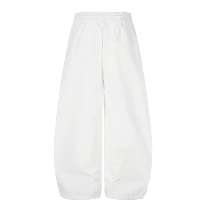 Women's Wide Tech Material Palazzo Pants with Drawstring Waistband, Reflective Side Stripes and Adjustable Cord Hem