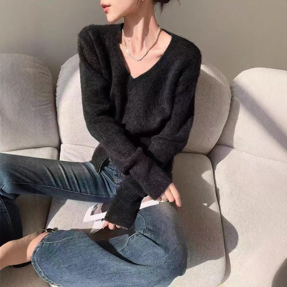 Cardigan en tricot à la mode pour femmes avec col en V et zips pratiques Chic & Stil