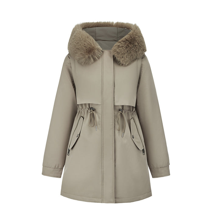 Ladies functional insulated parka with removable faux fur collar and adjustable waist Lune London