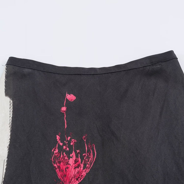 Ladies Custom-Made Midi Skirt with Side Contrast Panels and Floral Digital Print Element Amarae