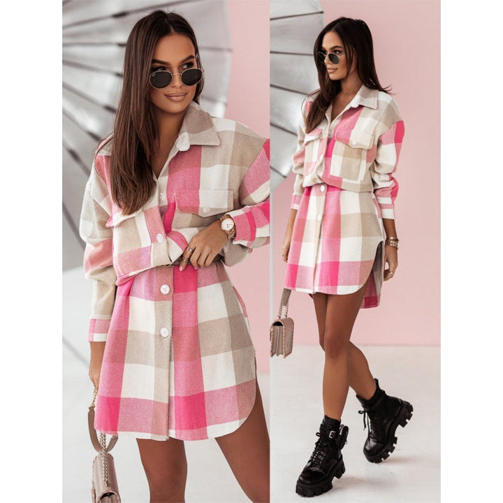 Ladies Checkered Shirt Chic Coat and Style