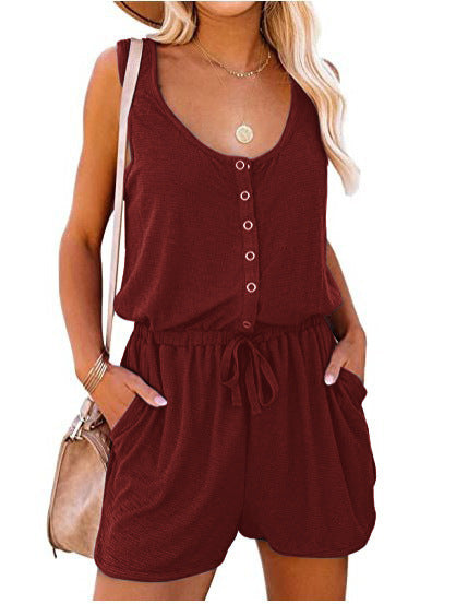 Women's jumpsuit with buttoned neckline and practical pockets Lune London