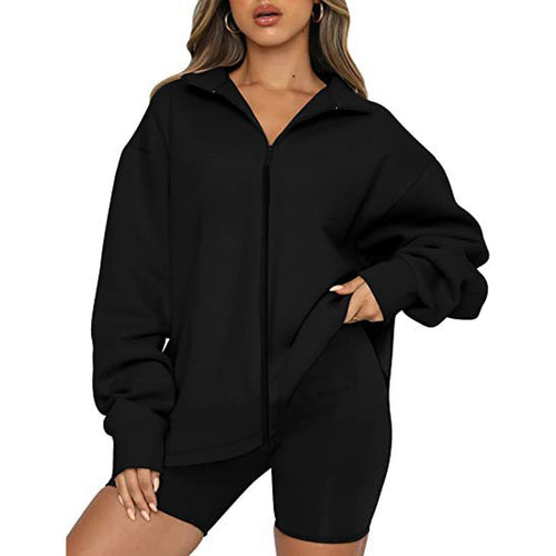 Oversized sweatshirt jacket for women with high collar and full zip Amarae