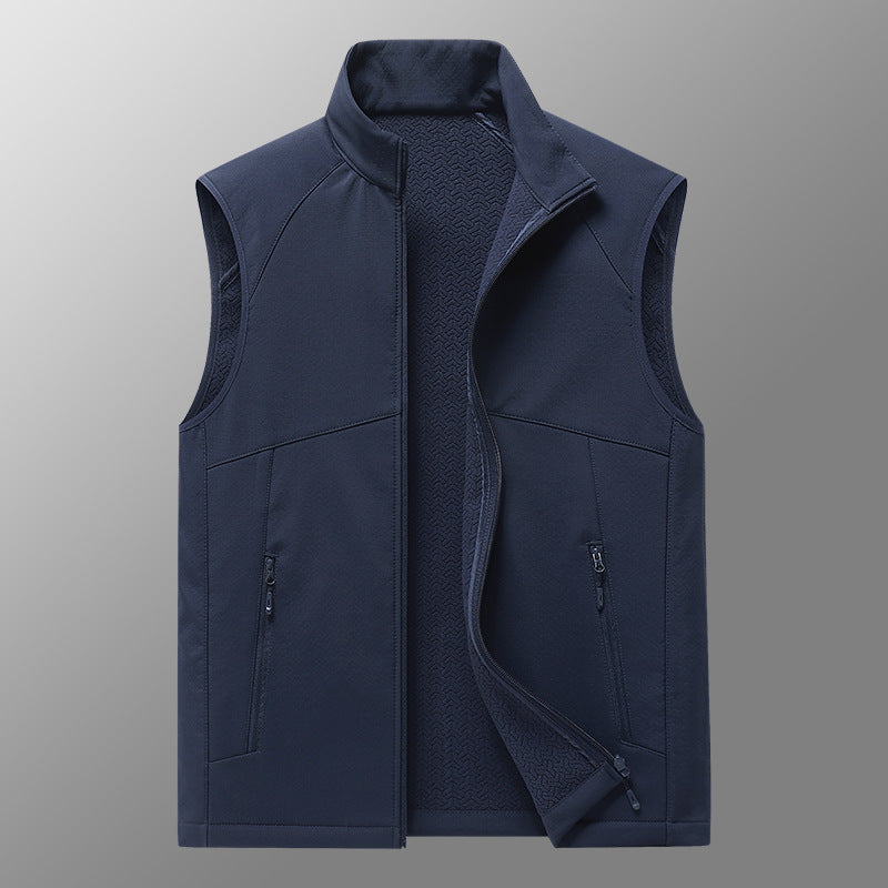 Men's softshell vest with stand-up collar, windproof performance softshell and structured inner side Amarae