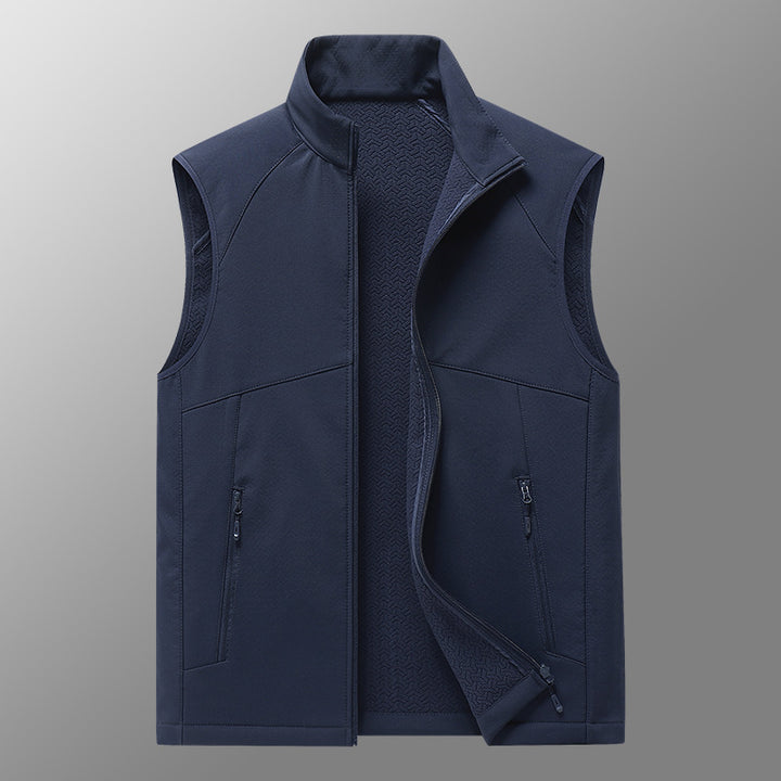 Men's softshell vest with stand-up collar, windproof performance softshell and structured inner side Amarae