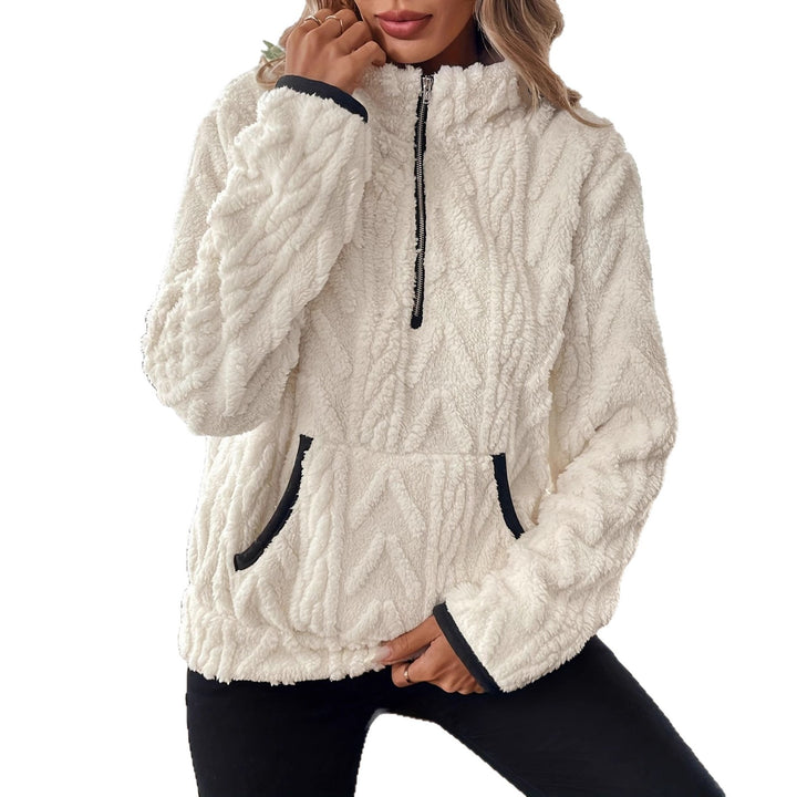 Fleece sweater for women with high collar and practical pockets Lune London