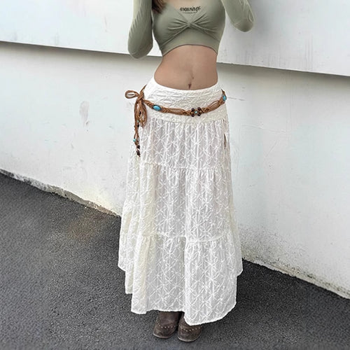 Maxi skirt woman with elaborate embroidery and elastic waist Amarae