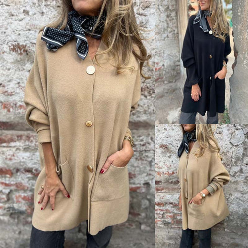 Ladies Fashionable Cardigan with Practical Pockets and Button Closure Amarae