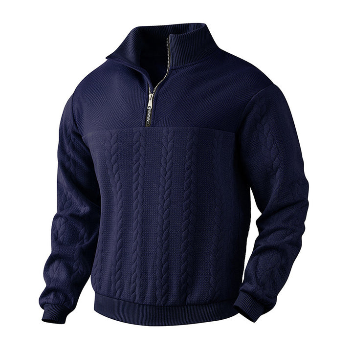 Men's sweater with high collar and cable knit pattern Lune London