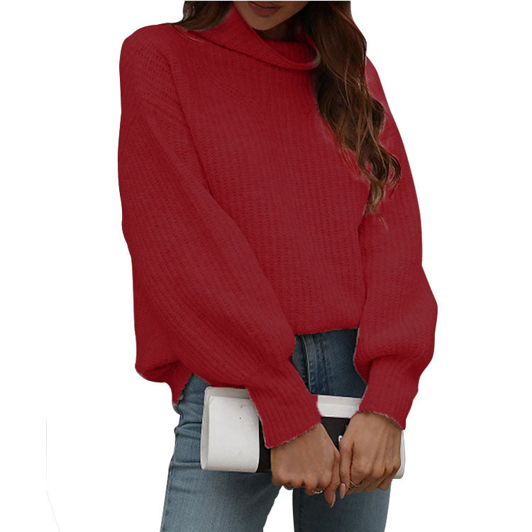 Oversized knitted pullover for women with a casual high neck design Lune London