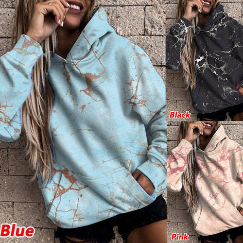 Women's hoodie with stylish marble pattern Amarae