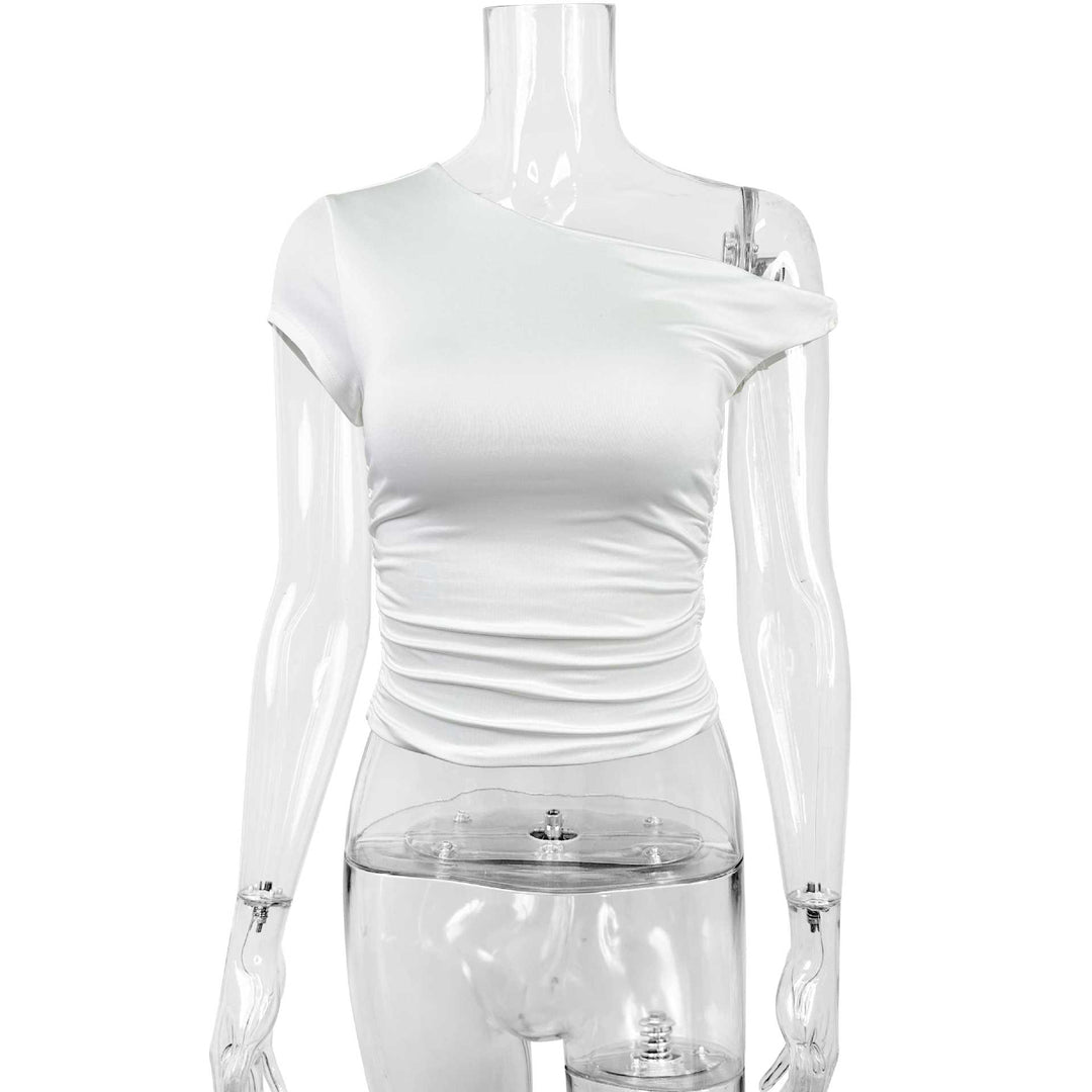 Women's Off-Shoulder Shirt with Ruching and Tailored Cut Lune London