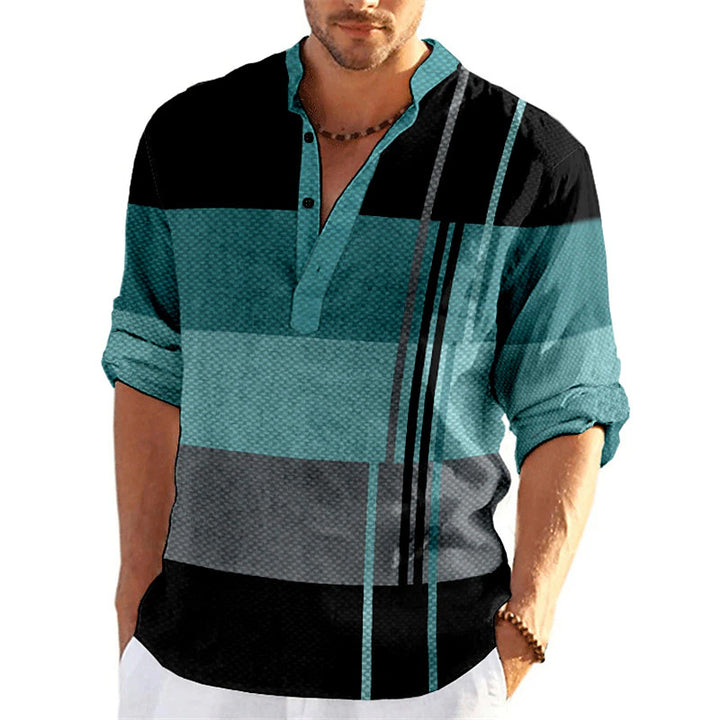 Amarae Casual Striped Popover Shirt for Men
