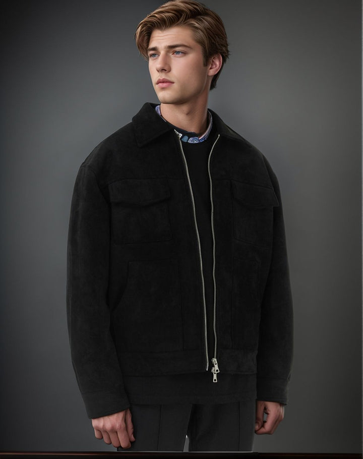 Trendy jacket for men with practical patch pockets and zipper Lune London