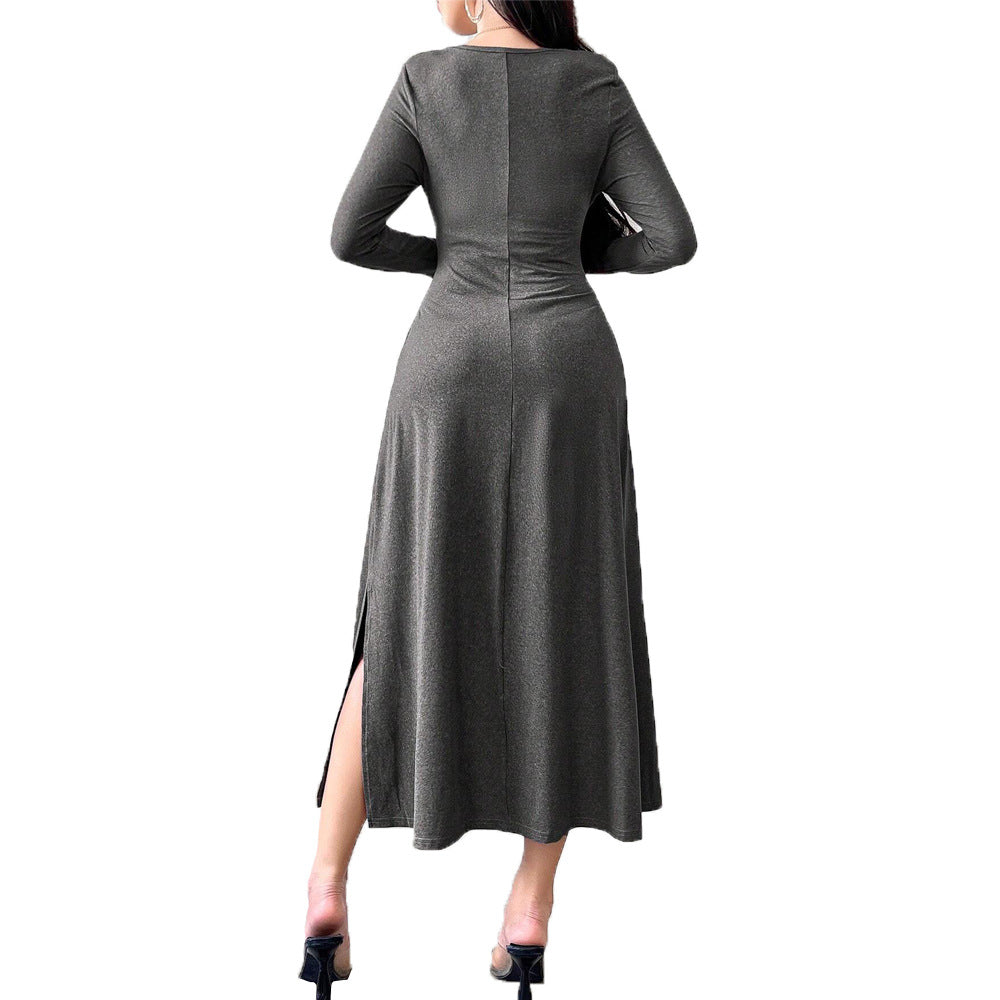 Robe midi pour femmes avec un élégant décolleté carré et des détails de volants décontractés Chic & Stil