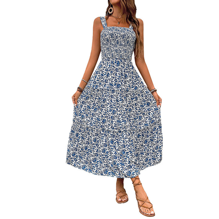 Chic Floral Print Smocked Maxi Dress for Women