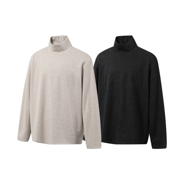 Unisex Boxy Fine Knit Pullover with Short Polo Collar and Straight Hem Amarae
