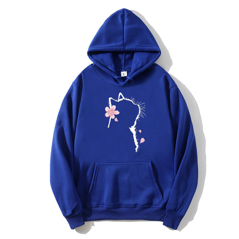 Women's hoodie with floral cat design Chic & Stil