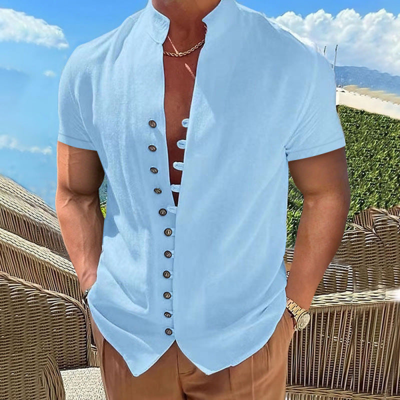 Casual short-sleeved shirt for men with a trendy button design Lune London