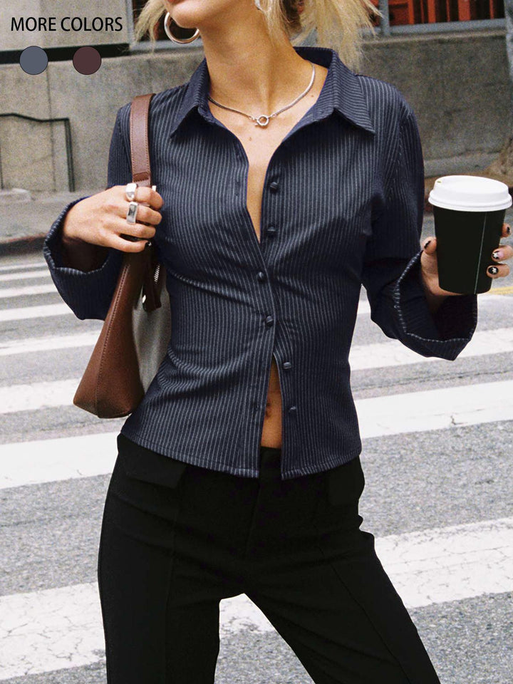 Women's Fitted Striped Shirt with Classic Collar Lune London