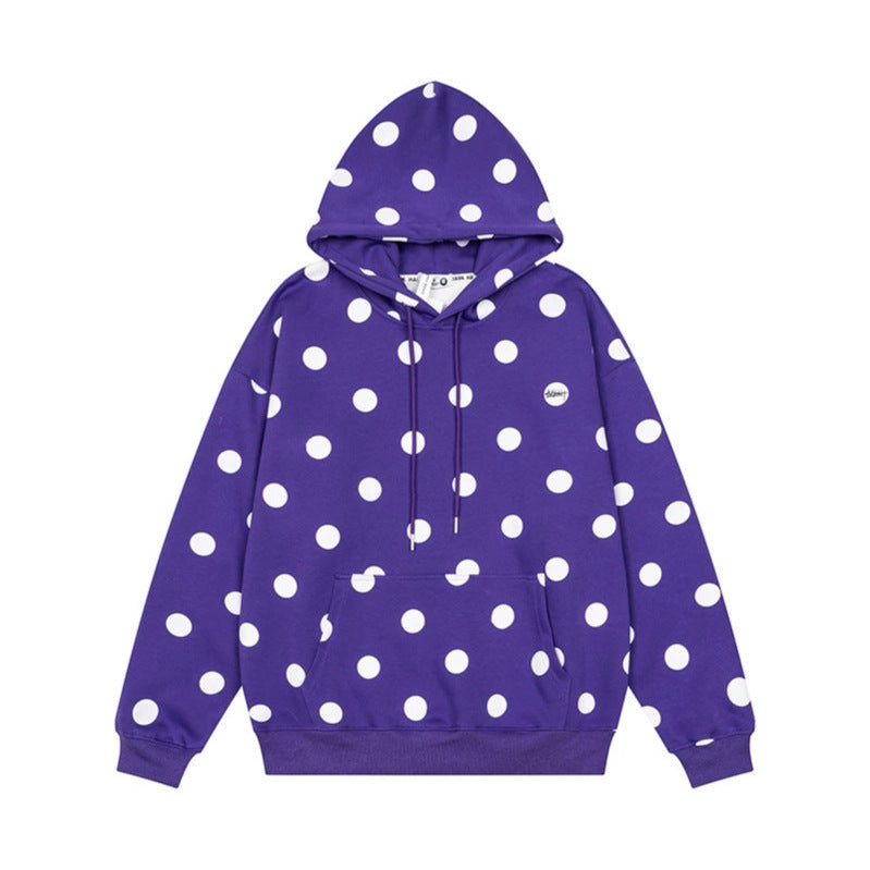 Women’s Oversize Hoodie with Polka Dot Allover and Kangaroo Pocket Amarae