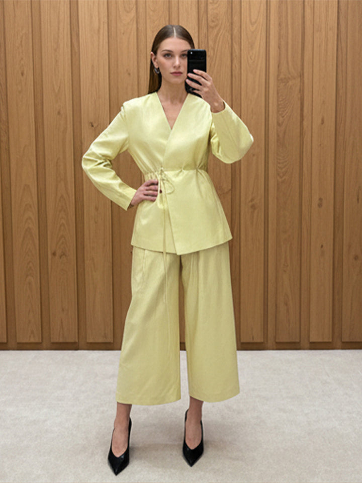 Women's wrap blazer with drawstring and wide culotte pants two-piece Amarae