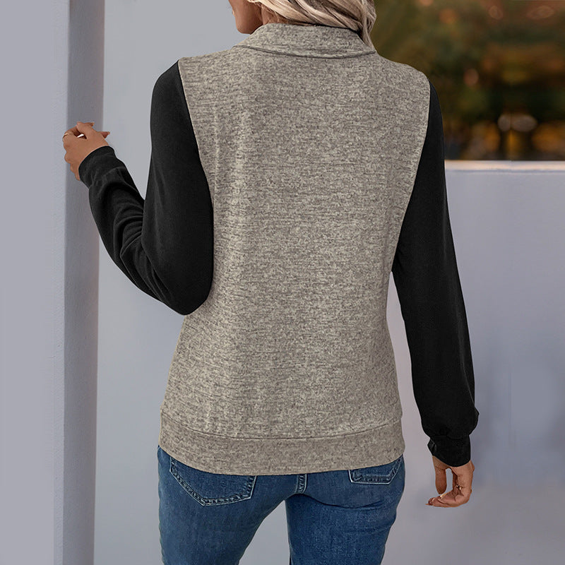 Women's long sleeve casual top with Henley collar and chest pocket Lune London