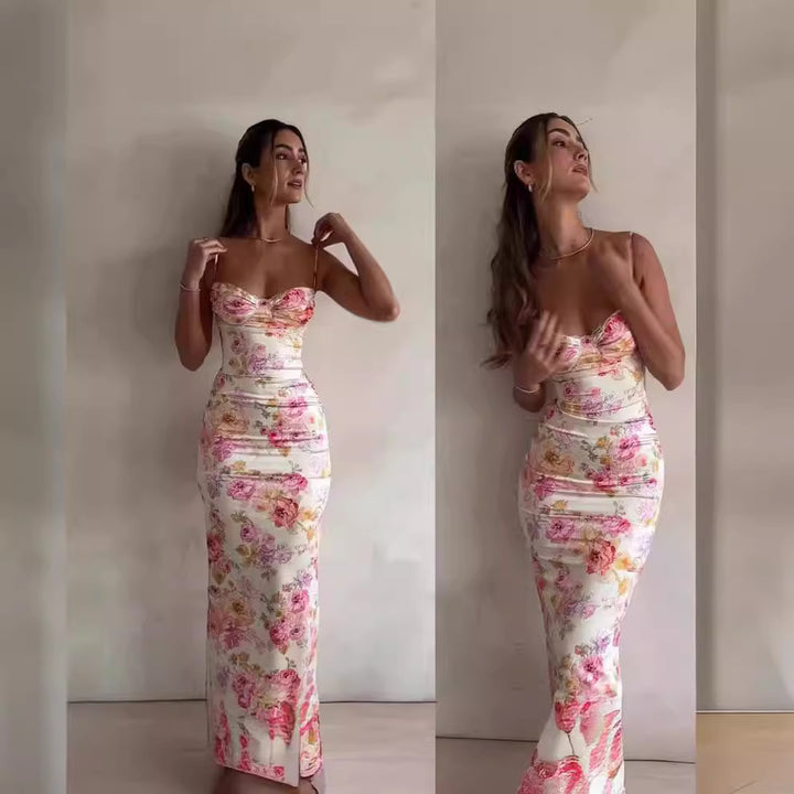 Chic Floral Bodycon Maxi Dress Women